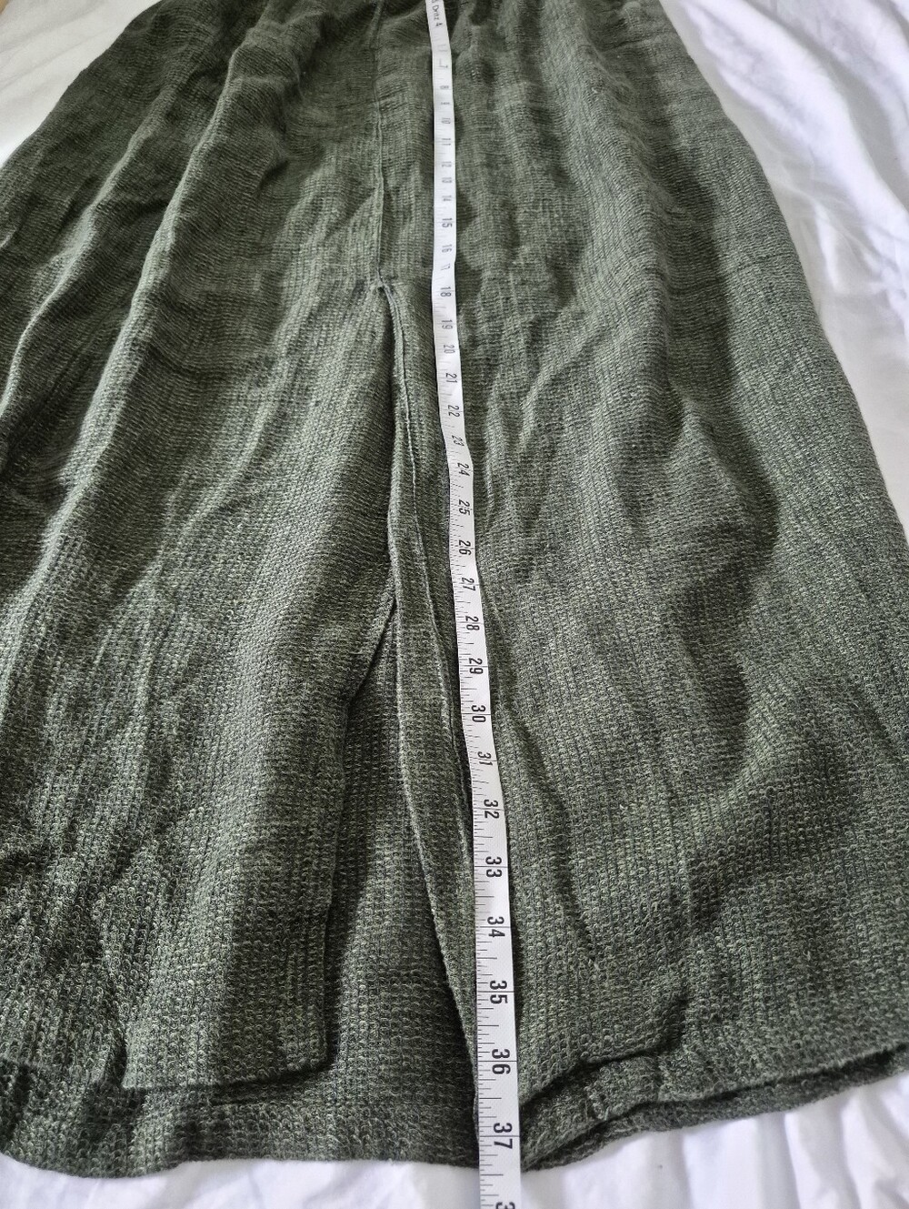 Flax By Jeanne Engelhart Vintage Linen Forest Green Maxi Skirt** L Earthy Boho - Picture 8 of 13
